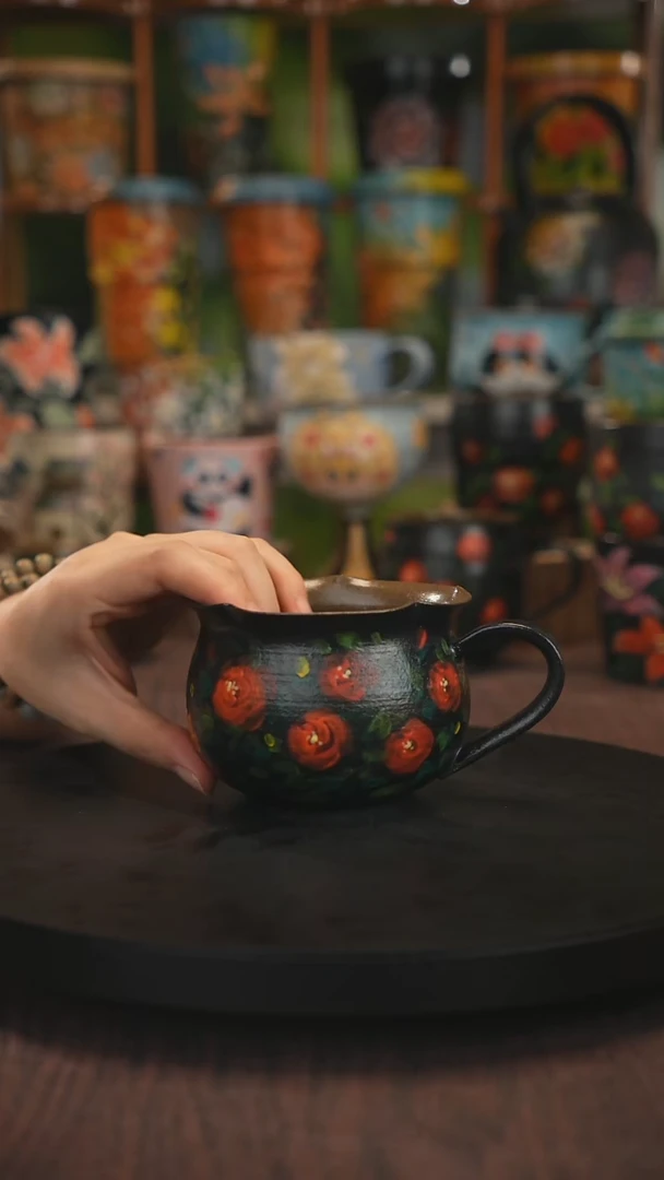 紫砂油画手绘釉下彩