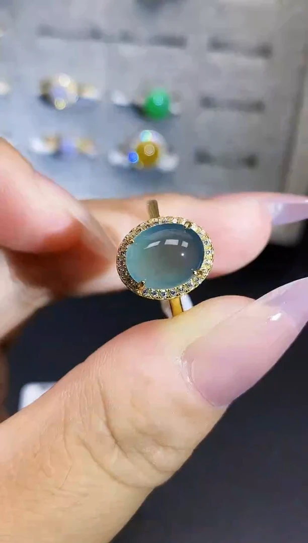 银S925镶嵌戒指翡翠3730