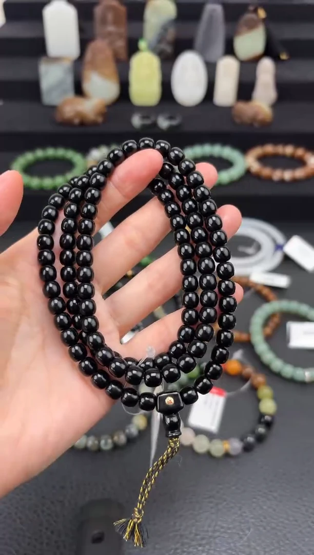 未镶嵌和田玉挂件7mm塔青108