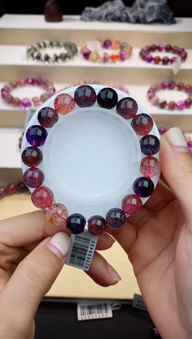 未镶嵌手链水晶黑加仑超七11m+