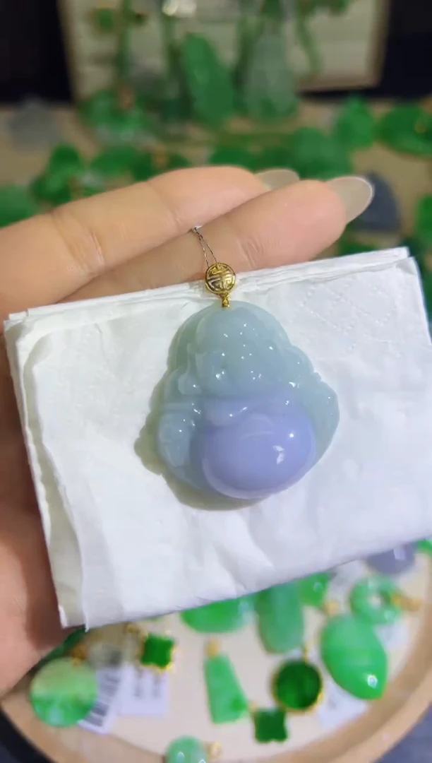 【闪购商品】翡翠颈饰18K金镶嵌Q缅料A货翡翠/支持复检/一件