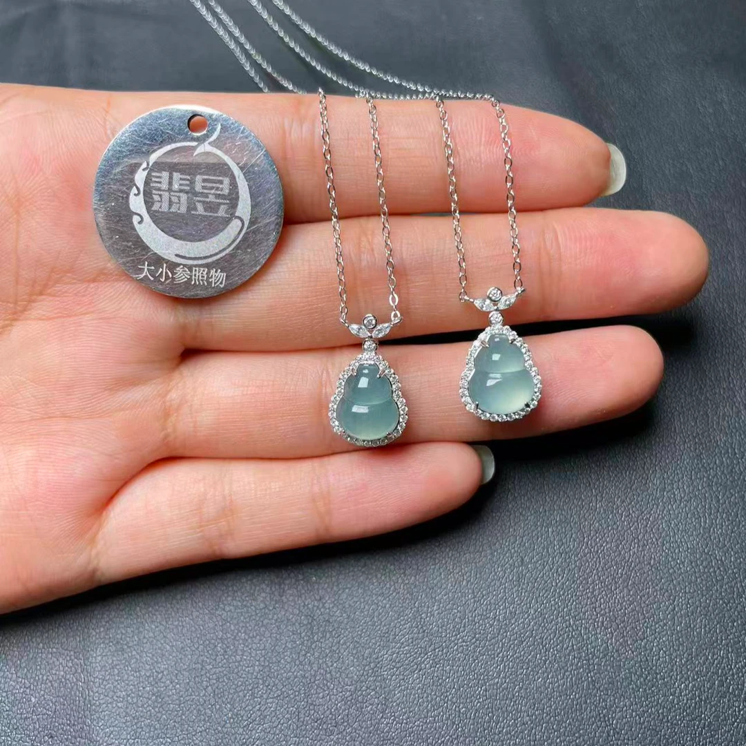 翡昱-N19-44596-91-天然A货翡翠颈饰s925银镶-多样性发其一