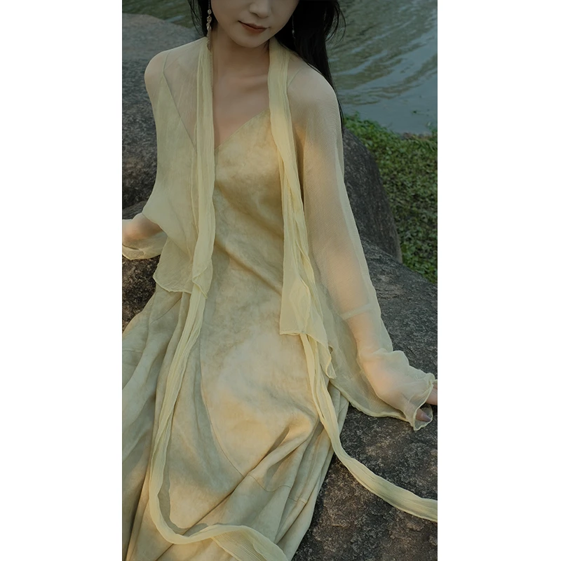 泊风ozen【春茶】设计师原创改良汉服裙炒色花苞吊带裙优雅连衣裙