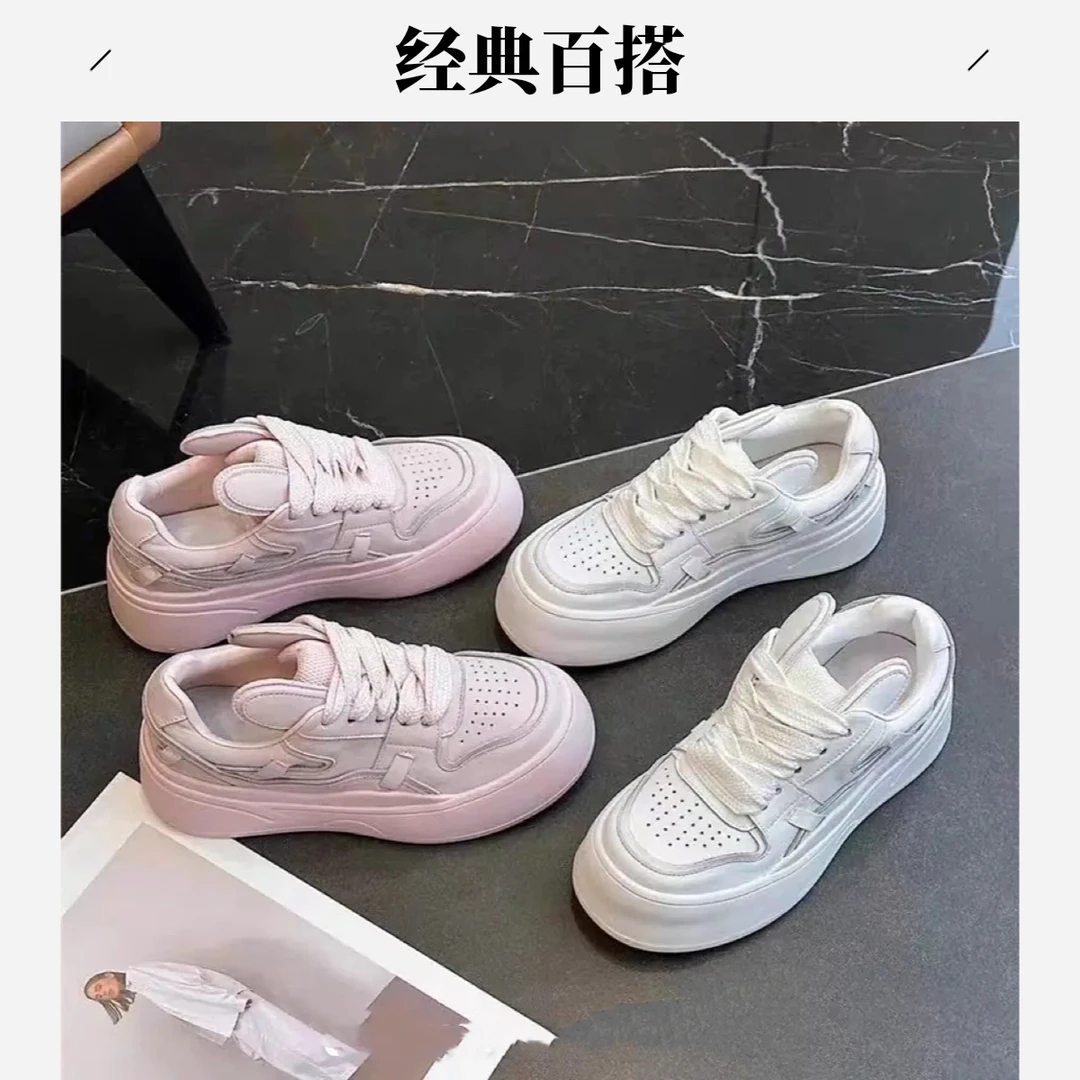 6018真皮2025春季新款休闲板鞋时尚百搭兔耳朵小白鞋炸街必备款