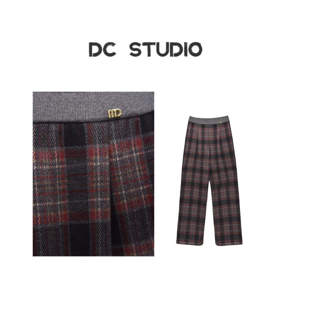 DC STUDIO【萨尔兹堡】2024冬新款休闲时尚百搭经典格纹直筒休闲裤
