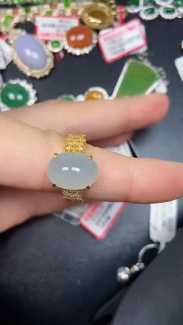 银S925镶嵌戒指翡翠9500