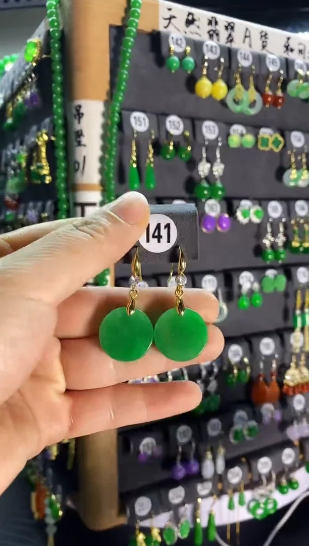 【闪购商品】翡翠耳饰银S925镶嵌141