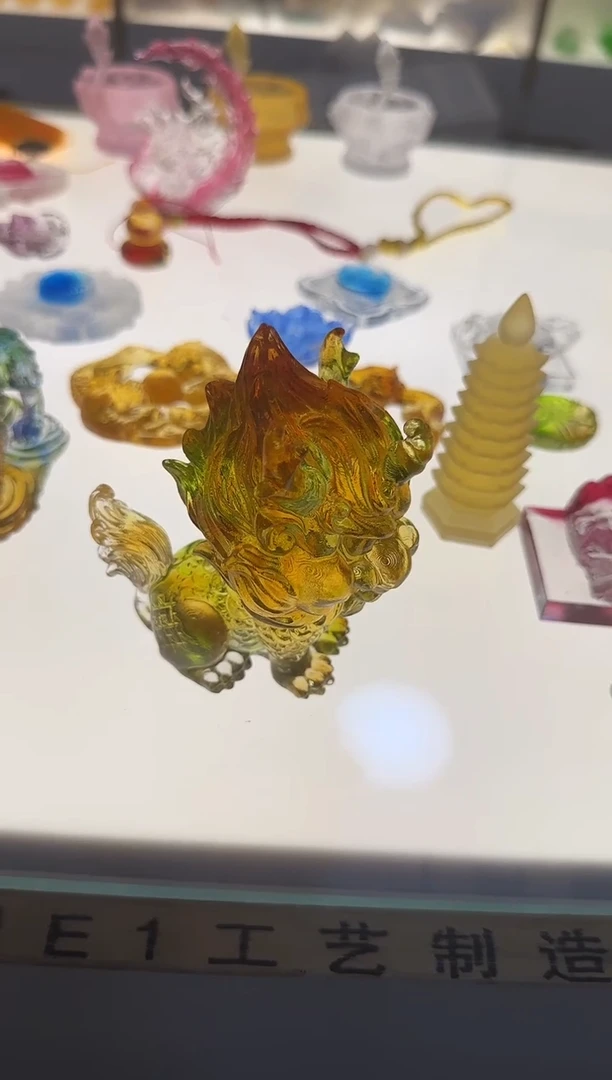 手工艺品琉璃稻*人金色麒麟