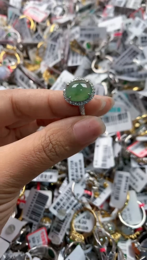 银S925镶嵌戒指翡翠10     9