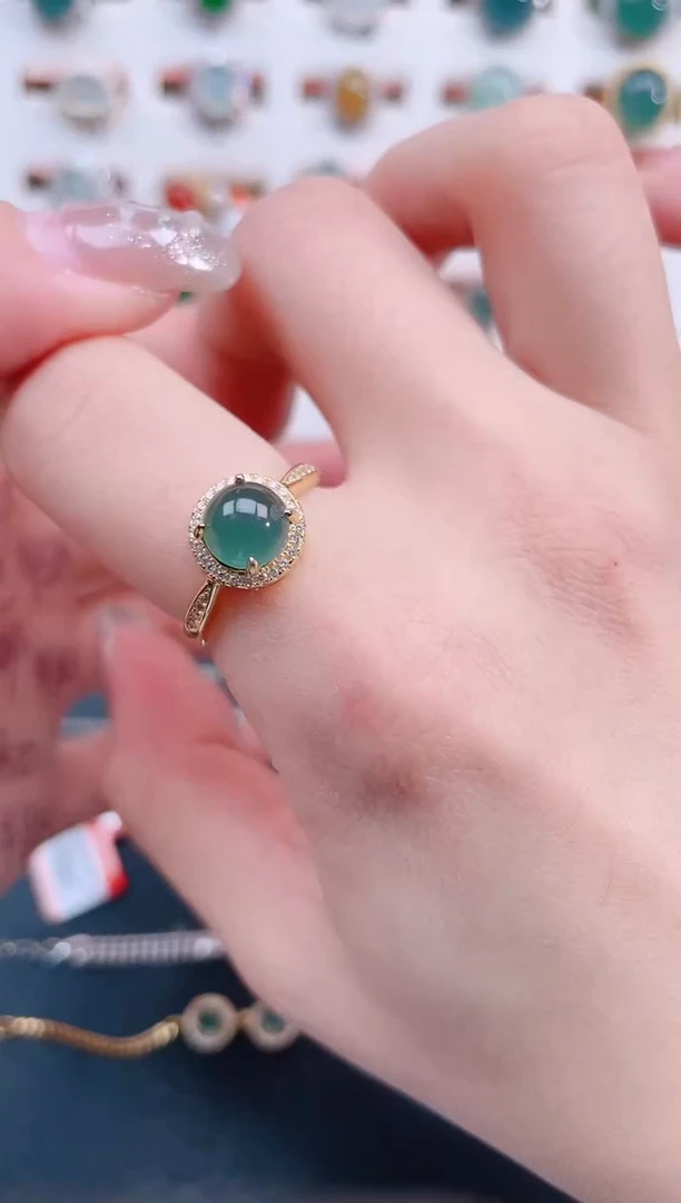 银S925镶嵌戒指翡翠天然翡翠