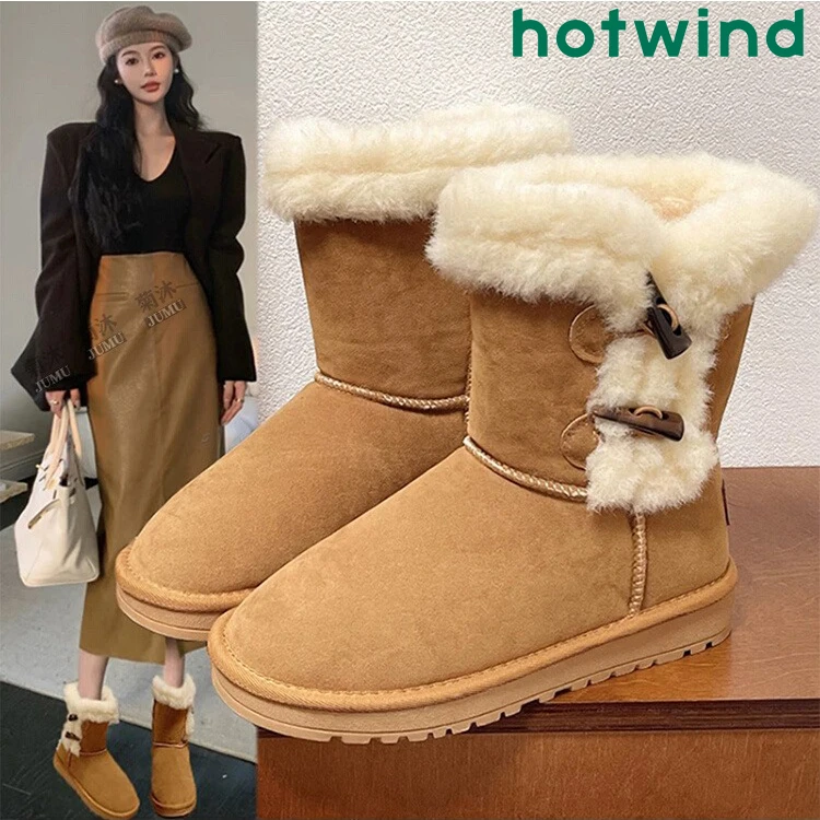 【热风撤柜】雪地靴女2024冬季新款百搭加绒加厚棉鞋防滑保暖棉靴子