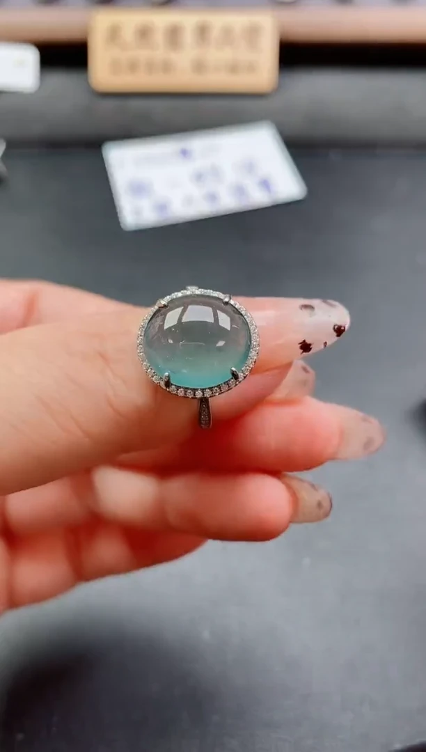 银S925镶嵌戒指翡翠1