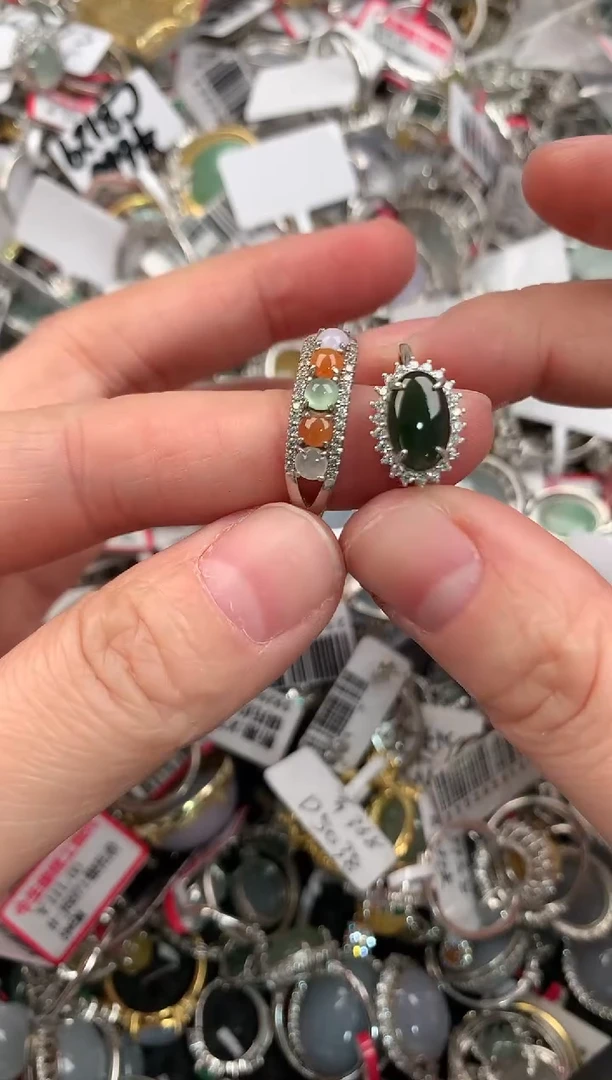 银S925镶嵌戒指翡翠444              8