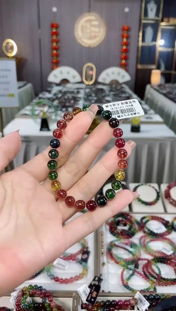 收藏级老矿碧玺单圈手串7mm+未镶嵌碧玺hon多样性发一条