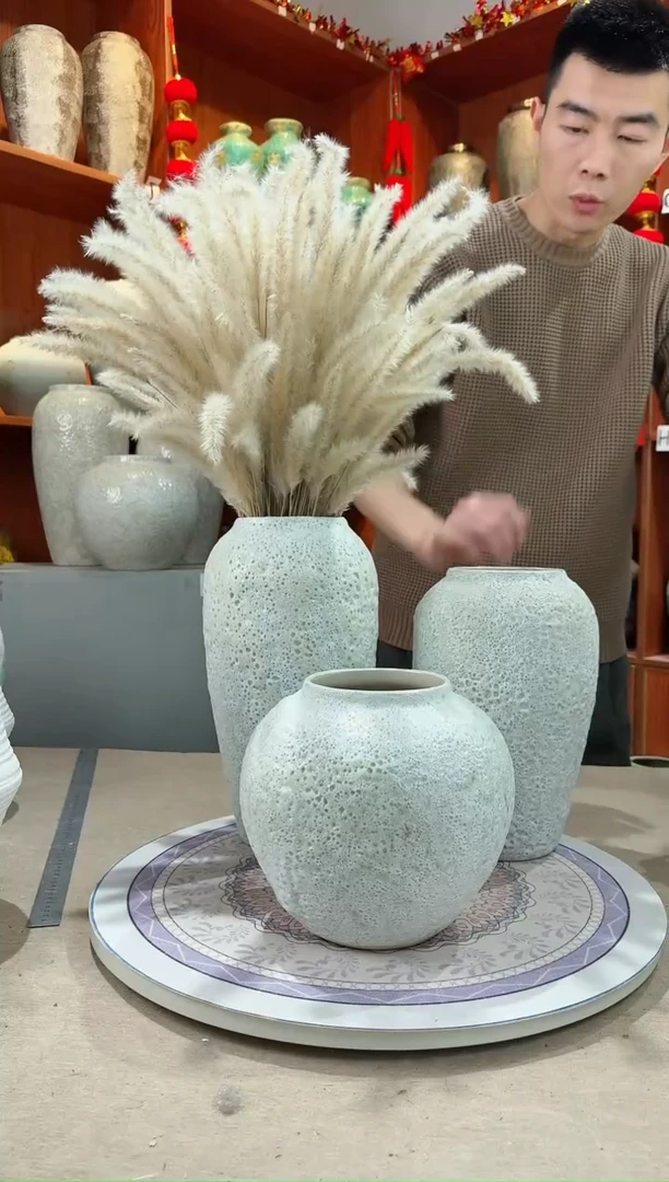 【闪购商品】瓶陶瓷花瓶 无花 白泡三件套