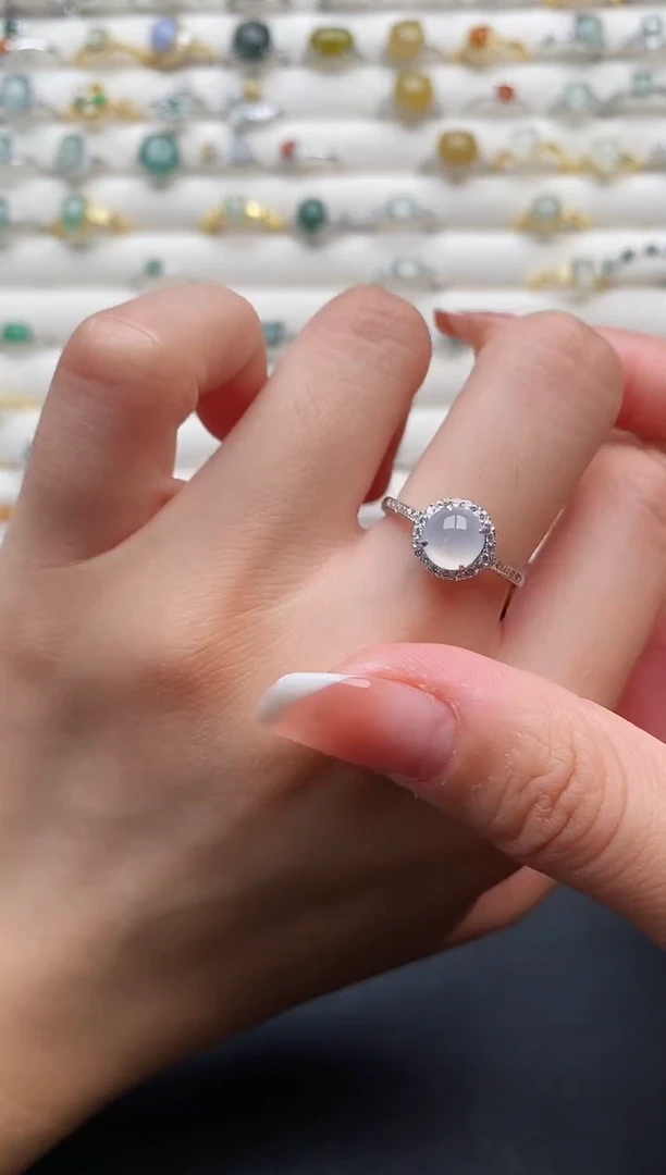 银S925镶嵌戒指翡翠111111+6