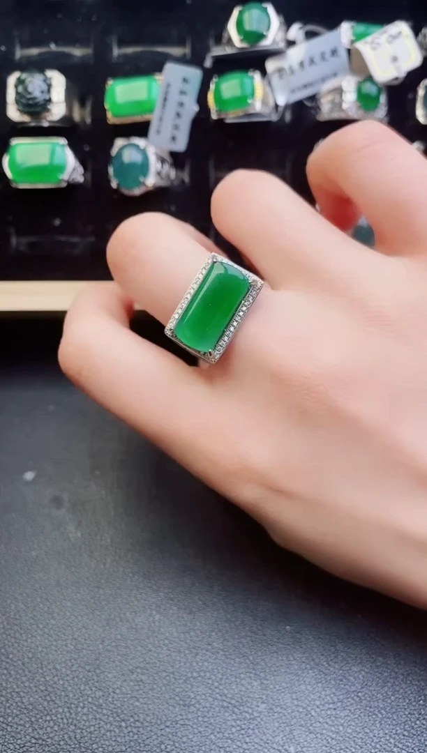 翡翠戒指银S925镶嵌1