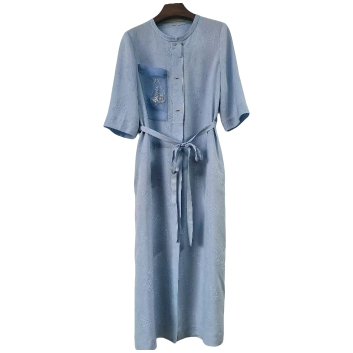 【粉丝专享】桑蚕丝提花连衣裙L7070