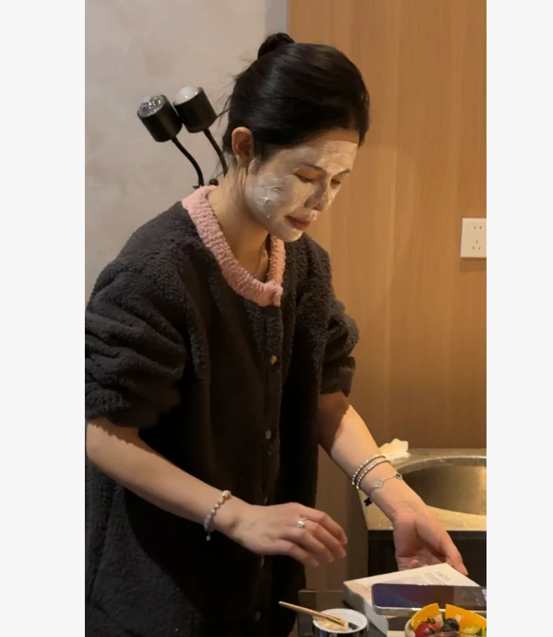 宿慕SUMU 冬季新款加厚保暖条纹居家服套装12-9舒适睡衣套装5523