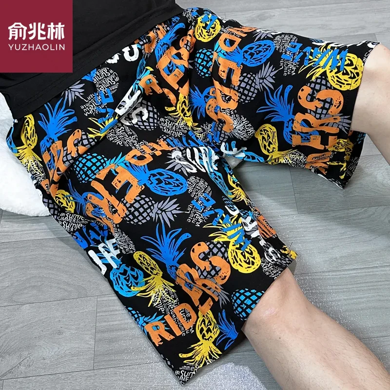 俞兆林加大加肥短裤睡裤夏季男士棉绸人造棉大裤衩沙滩裤家居裤男