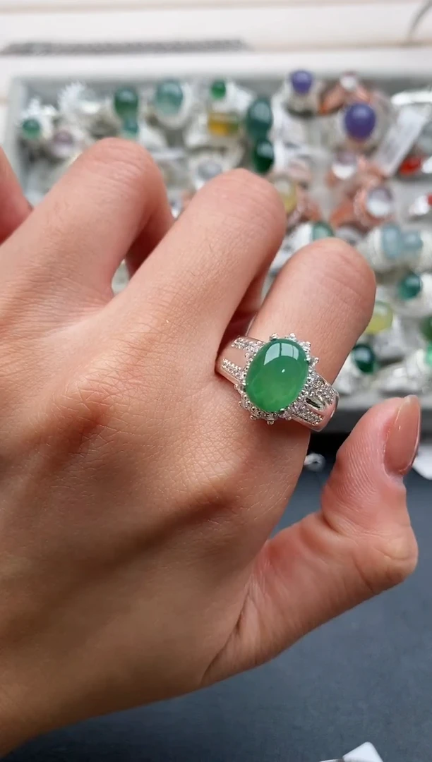 未镶嵌戒指翡翠喜***饽天然缅甸A货翡翠33  8-