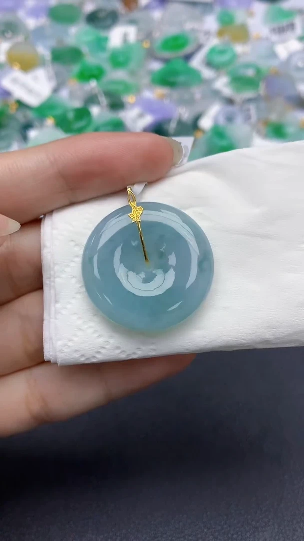 翡翠18K金镶嵌颈饰天然缅甸a货翡翠百元以上9元证书费自理