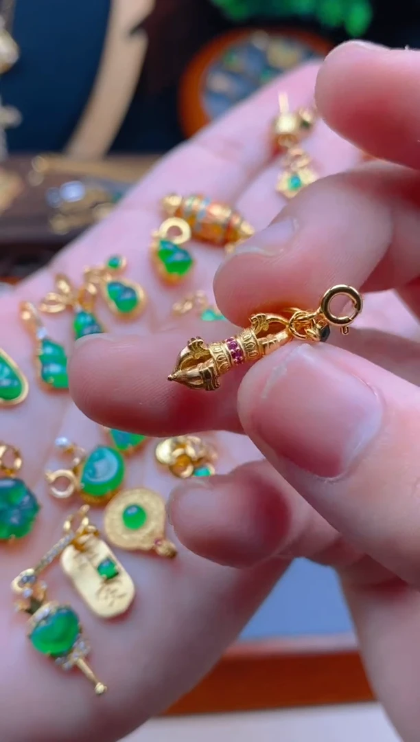 翡翠银S925镶嵌吊坠(不含链)杵