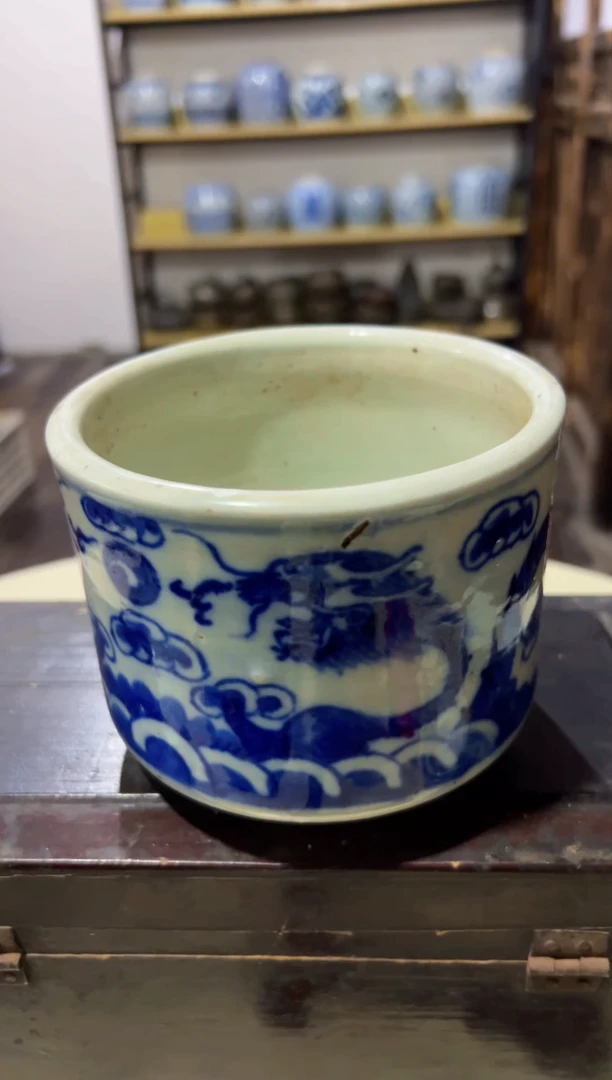 用****5青花双龙戏珠香炉