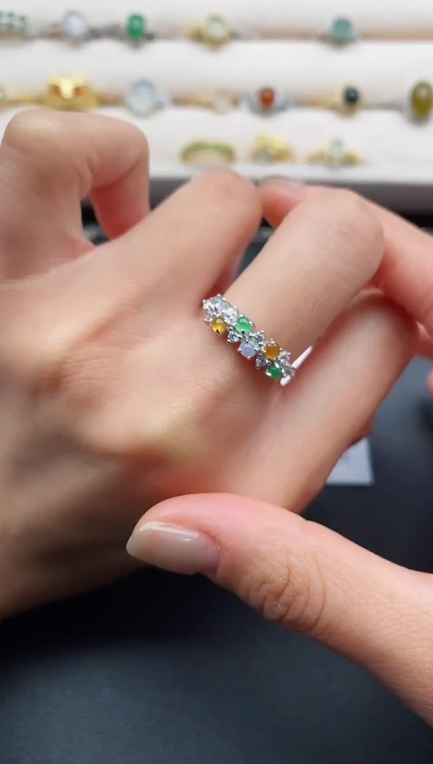 银S925镶嵌戒指翡翠7777777+5