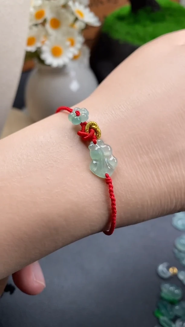 散珠翡翠金鱼小花手绳