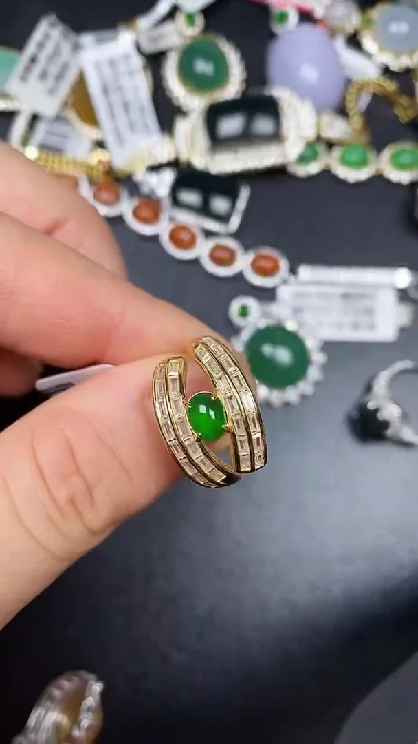 银S925镶嵌戒指翡翠5400