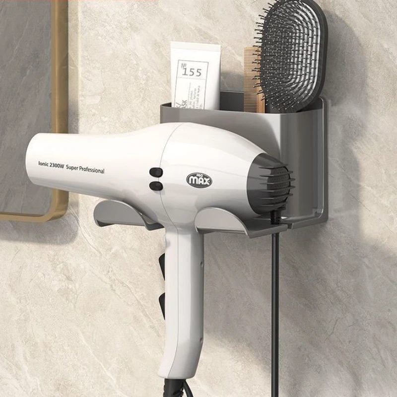 吹风机卫生间置物架收纳架浴室墙上一体免打孔壁挂电吹风支架