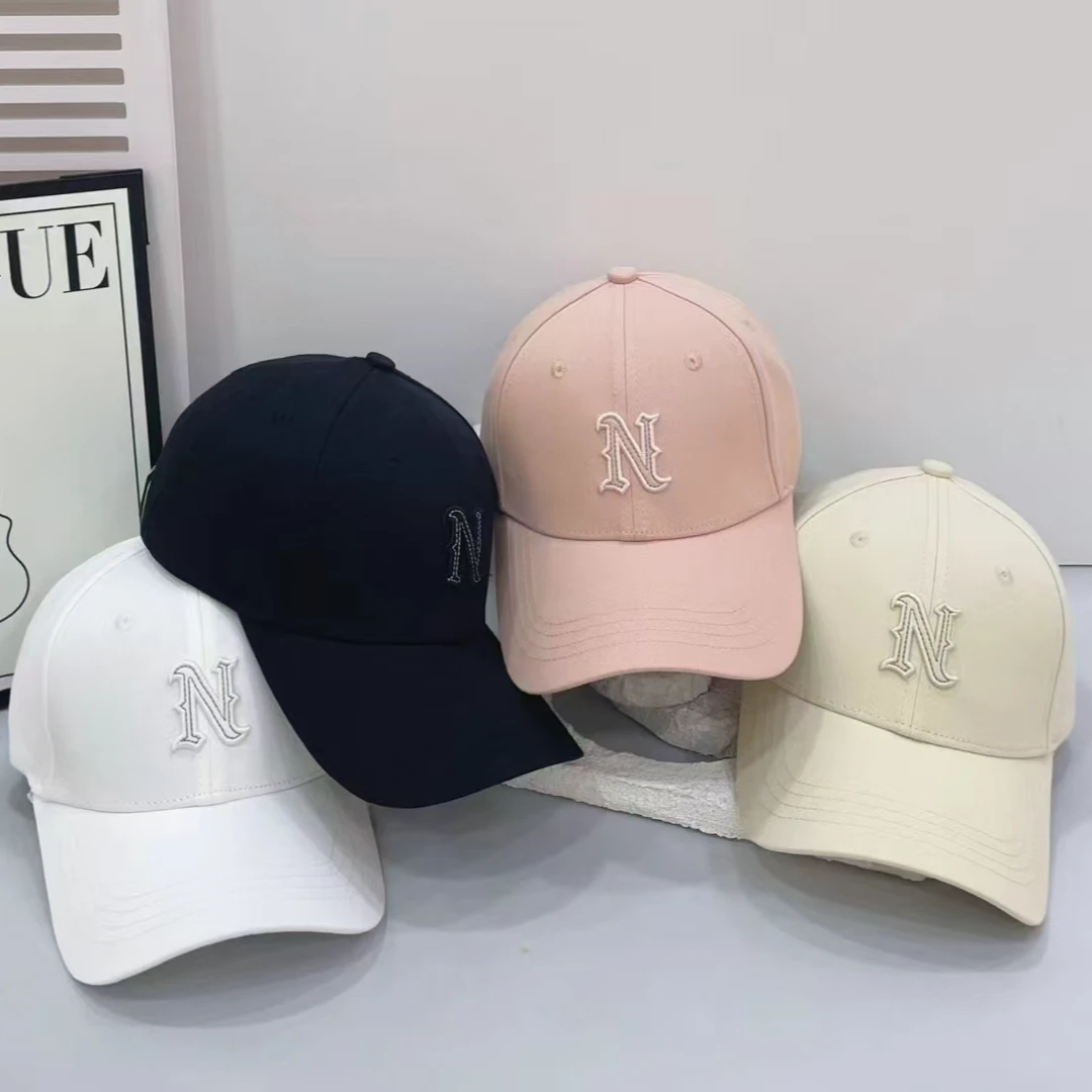 春夏新款韩版N刺绣硬顶棒球帽男女美式简约时尚显脸ins鸭舌帽