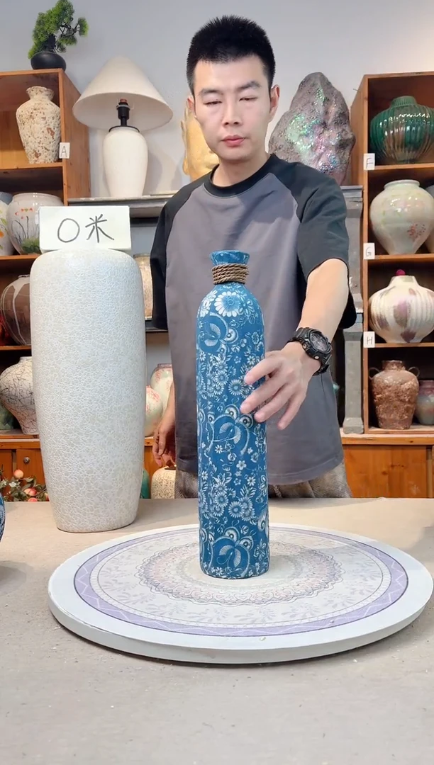 瓶陶瓷花瓶  福利  青花麻绳大号   不装水