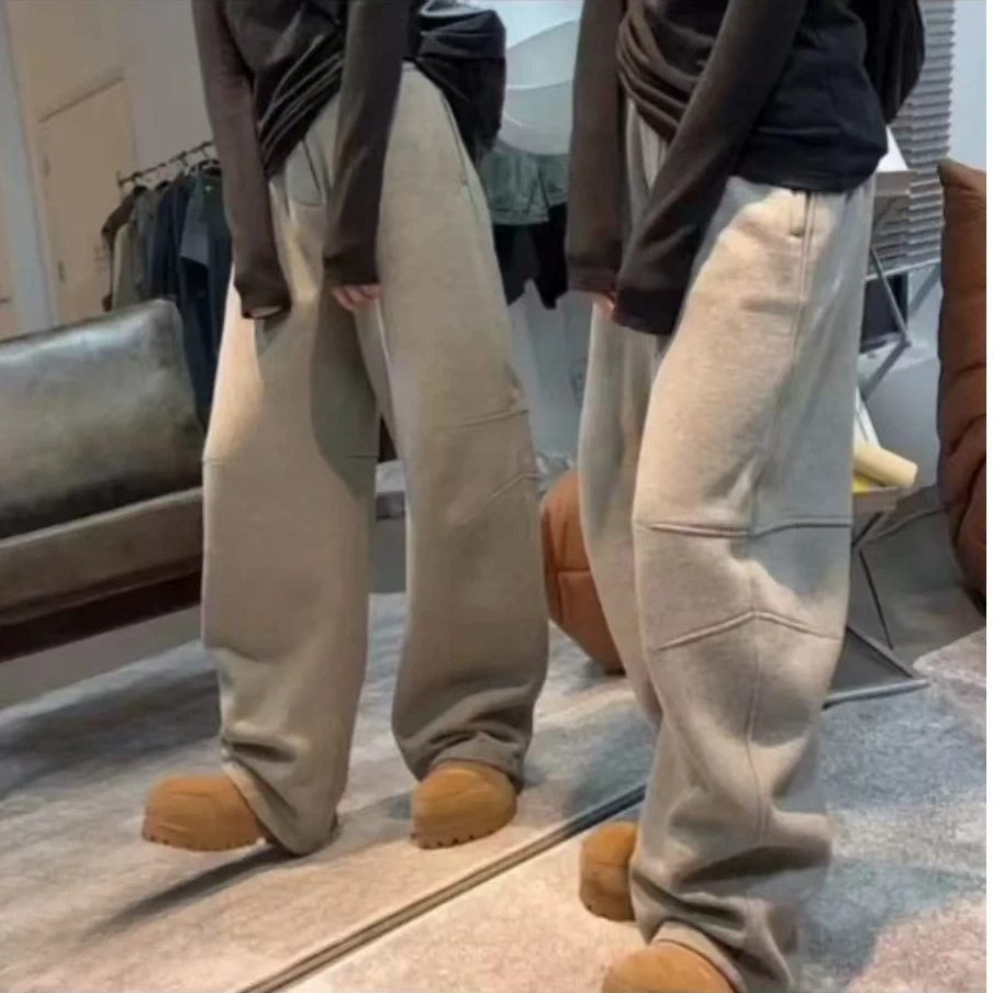 纯色弯刀拖地裤休闲显瘦百搭宽松时尚