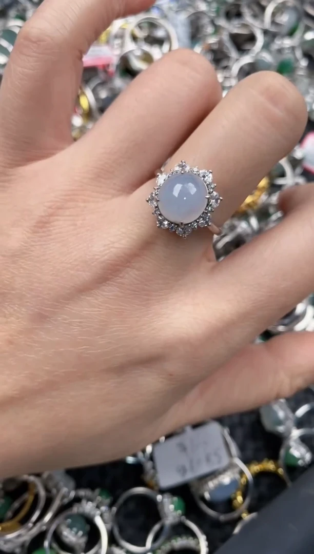 银S925镶嵌戒指翡翠999           3