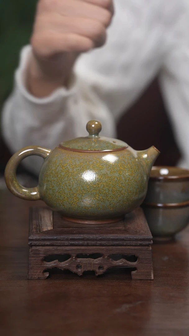 【闪购商品】清凉寺原产地仿古釉手工钧瓷西施壶+两杯