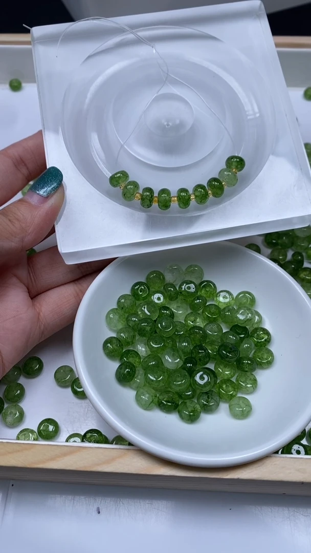 未镶嵌散珠碧玺C918 绿碧玺5*8mm20个6.8元