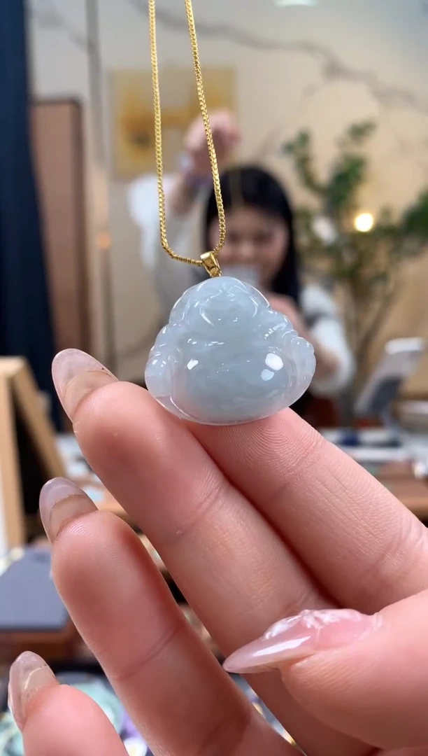 【闪购商品】翡翠吊坠(不含链)18K金镶嵌佛公