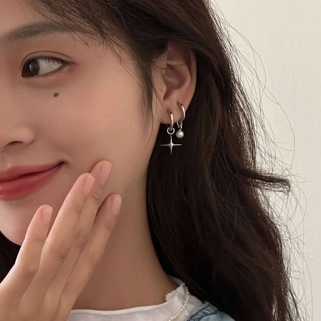 ERBAN/耳伴 925银耳饰 不对称星星耳钉女耳环小众设计耳骨环耳扣