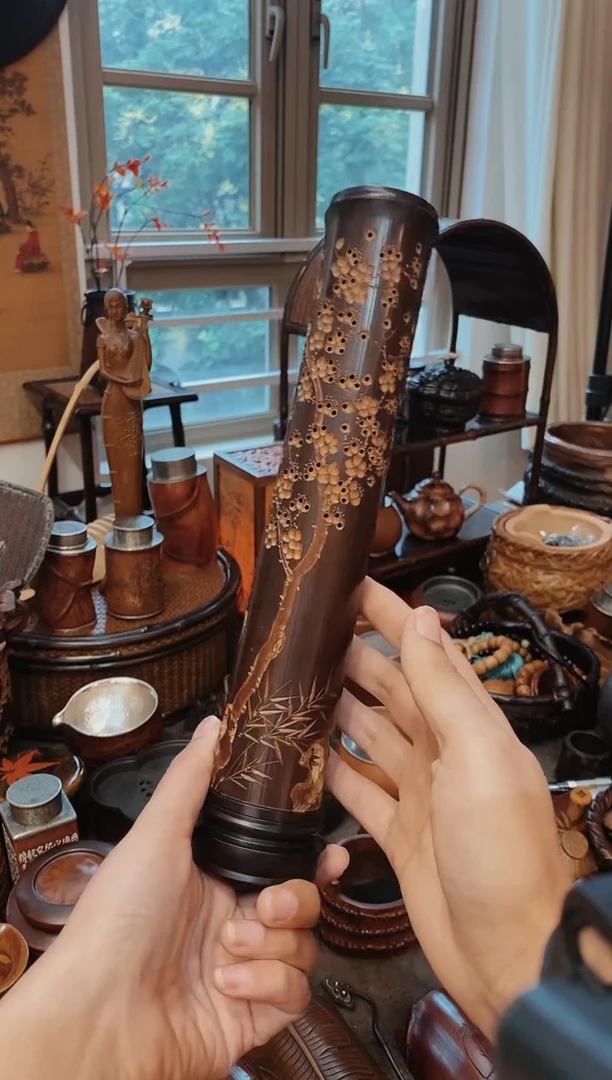 用****0老煤竹梅花雕刻香筒