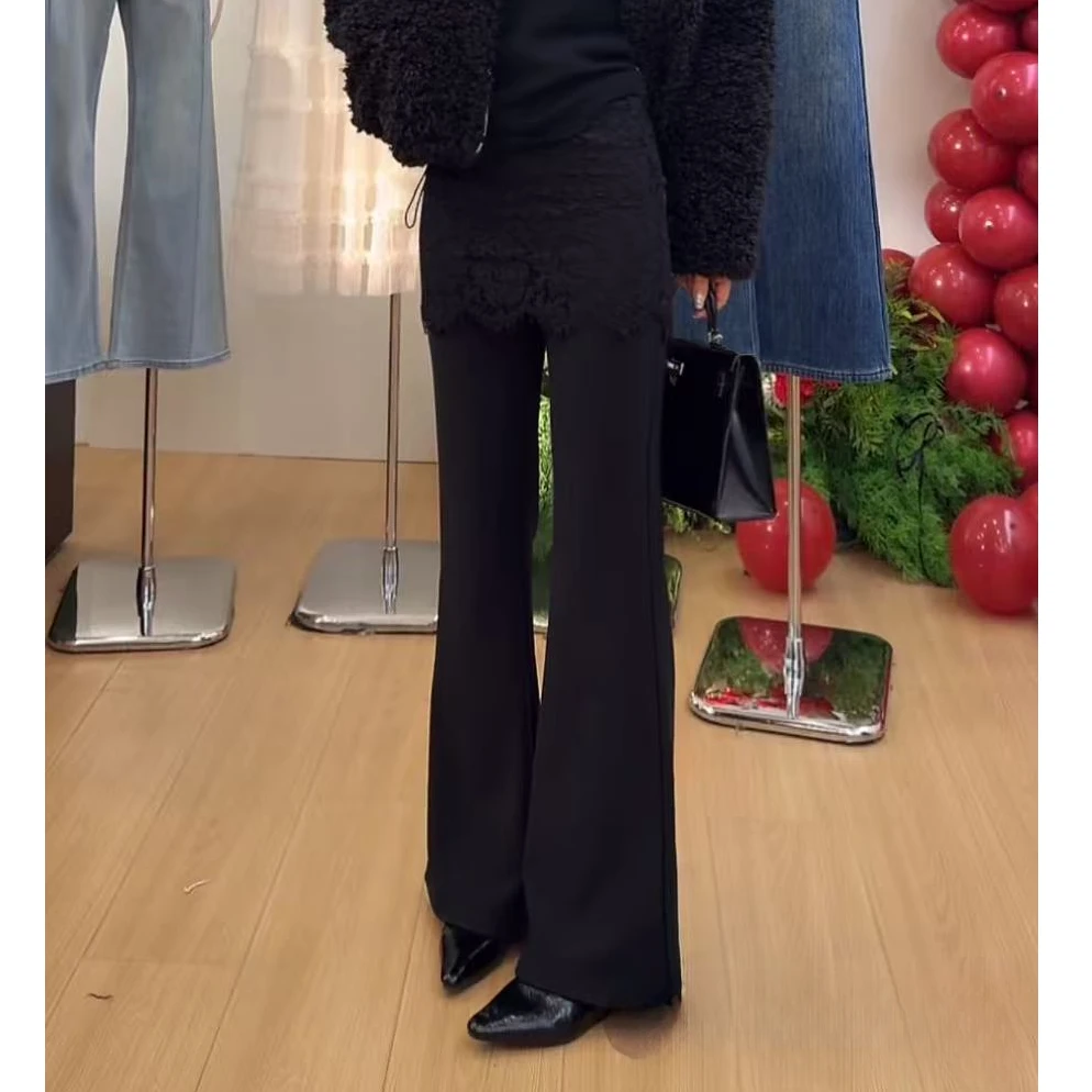 【甜酷柔丝】高级感垂感蕾丝屁帘裤子-7549-7