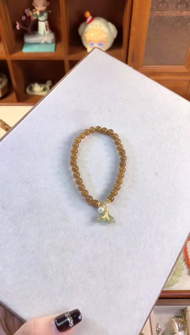 【闪购商品】和田玉（糖玉）手链未镶嵌糖玉和田玉鱼尾手链单圈