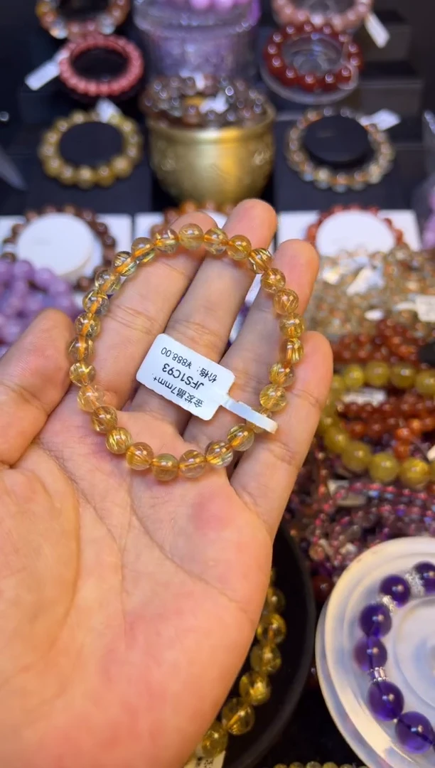 未镶嵌手串水晶诚***下金发晶7mm+