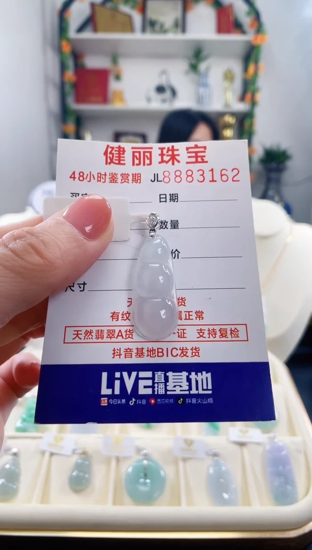 翡翠18K金镶嵌颈饰天然缅甸翡翠 富贵豆(一物一证)