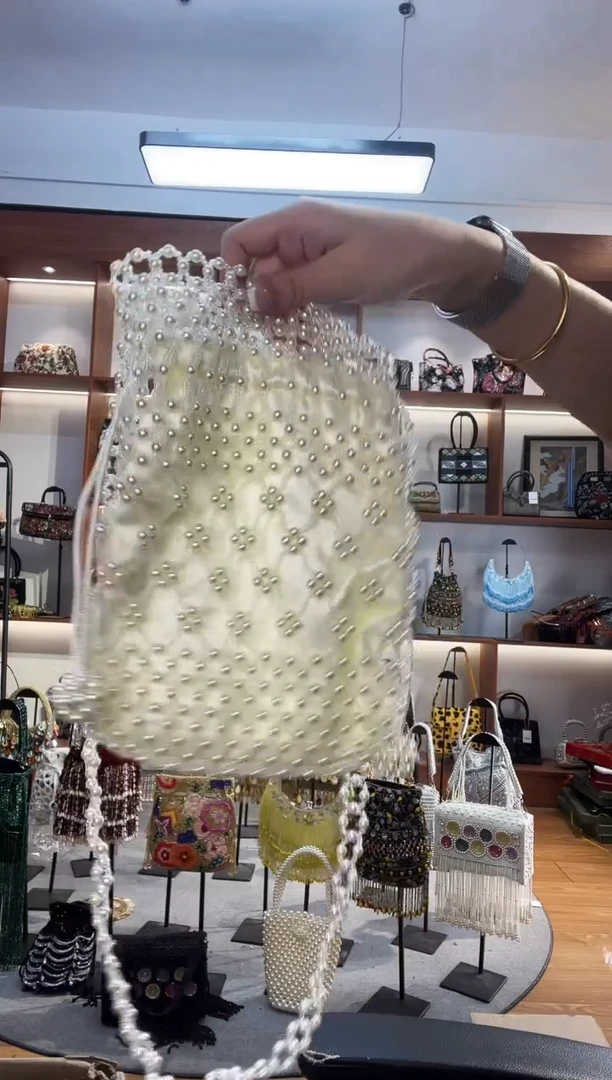 织物8号手工珠珠包包腋下斜跨包手拿包手提晚宴包