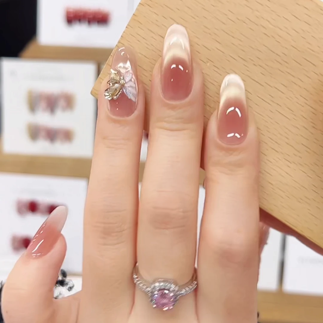 双宿双飞 蝶诗舞 纯手工定制美甲贴片 高级定制穿戴甲10片