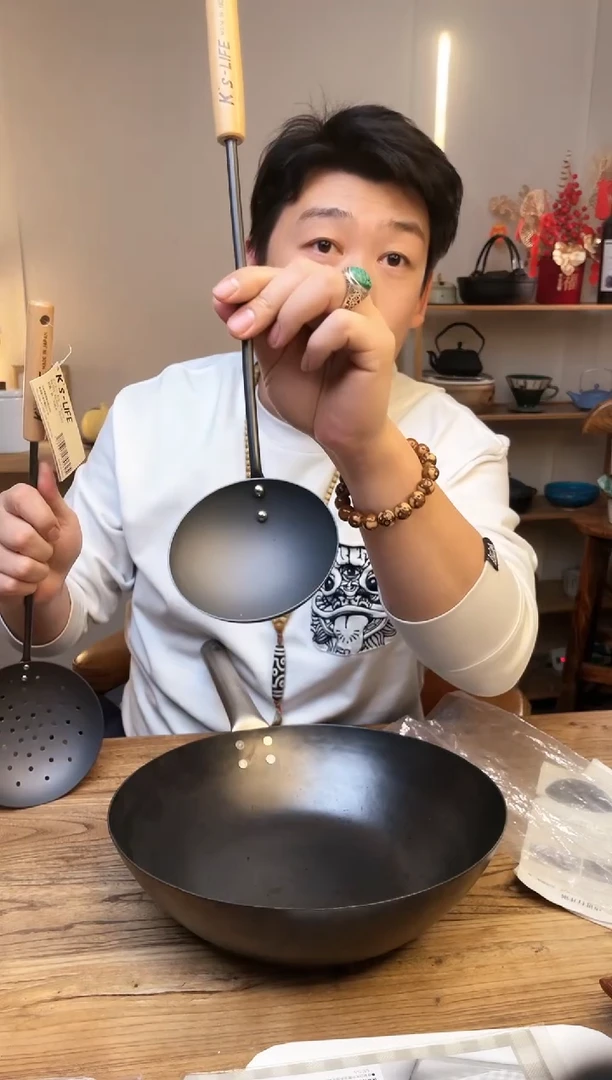 【闪购商品】瓷片铁勺 漏勺两件套