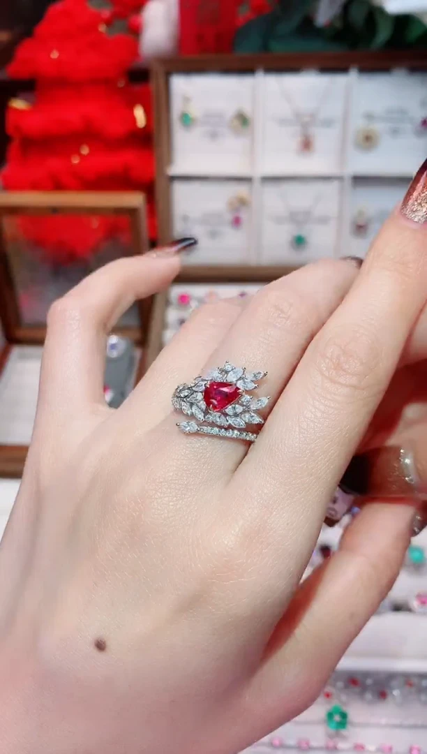 18K金镶嵌戒指红宝石0.95ct/天然宝石/七天无理由