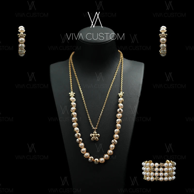 铜合金仿珍珠耳饰 （精工系列）高级感小众设计镂空小花套装